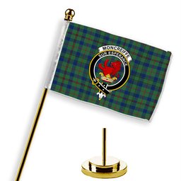 ScotsTee Shop Scottish Moncreiffe of Atholl Modern Crest Tartan Desk Flag Plaid Table Flag