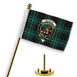 ScotsTee Shop Scottish McAulay of Lewis Modern Crest Tartan Desk Flag Plaid Table Flag