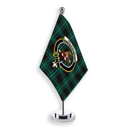 ScotsTee Shop Scottish McAulay of Lewis Modern Crest Tartan Desk Flag Plaid Table Flag