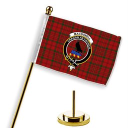 ScotsTee Shop Scottish MacDonell of Keppach Crest Tartan Desk Flag Plaid Table Flag