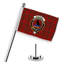 ScotsTee Shop Scottish MacDonell of Keppach Crest Tartan Desk Flag Plaid Table Flag