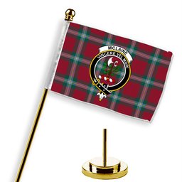 ScotsTee Shop Scottish McLaine of Loch Buie Modern Crest Tartan Desk Flag Plaid Table Flag