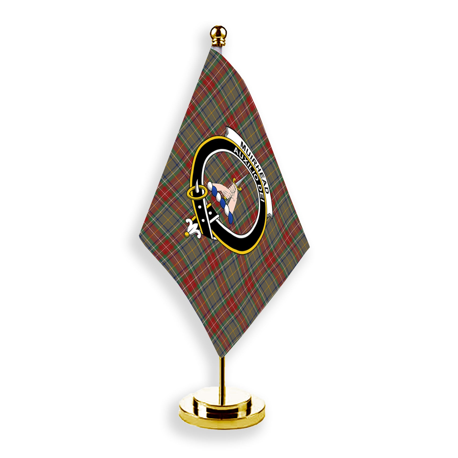ScotsTee Shop Scottish Muirhead Hunting Modern Crest Tartan Desk Flag Plaid Table Flag