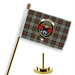 ScotsTee Shop Scottish McLeod of Harris Weathered Crest Tartan Desk Flag Plaid Table Flag
