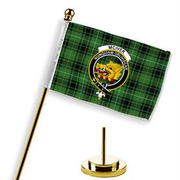 ScotsTee Shop Scottish McIver Hunting Ancient Crest Tartan Desk Flag Plaid Table Flag