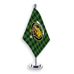 ScotsTee Shop Scottish McIver Hunting Ancient Crest Tartan Desk Flag Plaid Table Flag