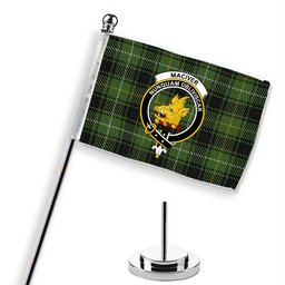 ScotsTee Shop Scottish MacIver Hunting Crest Tartan Desk Flag Plaid Table Flag