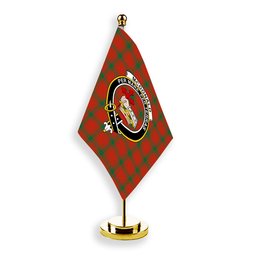 ScotsTee Shop Scottish McDonald of Sleat Ancient Crest Tartan Desk Flag Plaid Table Flag