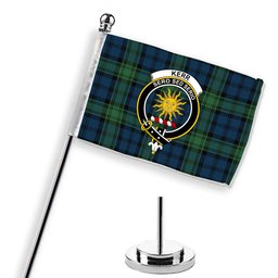 ScotsTee Shop Scottish Kerr Hunting Modern Crest Tartan Desk Flag Plaid Table Flag