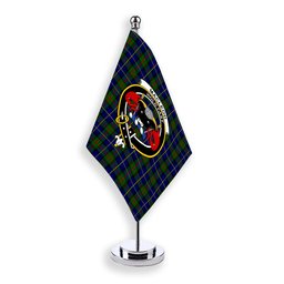 ScotsTee Shop Scottish MacLeod of Harris Modern Crest Tartan Desk Flag Plaid Table Flag