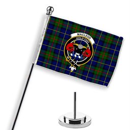 ScotsTee Shop Scottish MacLeod of Harris Modern Crest Tartan Desk Flag Plaid Table Flag