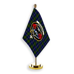 ScotsTee Shop Scottish MacLeod of Harris Modern Crest Tartan Desk Flag Plaid Table Flag