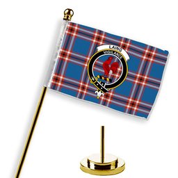 ScotsTee Shop Scottish Laing of Archiestown Ancient Crest Tartan Desk Flag Plaid Table Flag