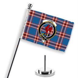 ScotsTee Shop Scottish Laing of Archiestown Ancient Crest Tartan Desk Flag Plaid Table Flag