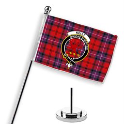 ScotsTee Shop Scottish Kelly of Sleat Red Modern Crest Tartan Desk Flag Plaid Table Flag