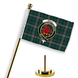ScotsTee Shop Scottish Kelly of Sleat Hunting Crest Tartan Desk Flag Plaid Table Flag