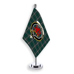 ScotsTee Shop Scottish Kelly of Sleat Hunting Crest Tartan Desk Flag Plaid Table Flag
