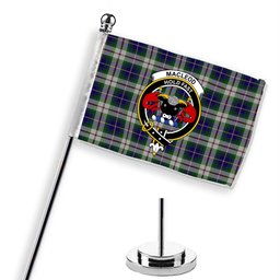ScotsTee Shop Scottish MacLeod of California Crest Tartan Desk Flag Plaid Table Flag