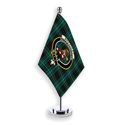 ScotsTee Shop Scottish MacAuley of Lewis Modern Crest Tartan Desk Flag Plaid Table Flag