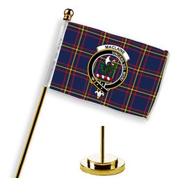 ScotsTee Shop Scottish MacLaine of Lochbuie Hunting Modern Crest Tartan Desk Flag Plaid Table Flag