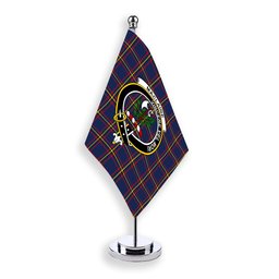 ScotsTee Shop Scottish MacLaine of Lochbuie Hunting Modern Crest Tartan Desk Flag Plaid Table Flag