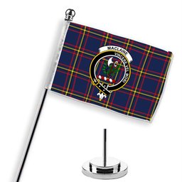 ScotsTee Shop Scottish MacLaine of Lochbuie Hunting Modern Crest Tartan Desk Flag Plaid Table Flag