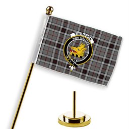 ScotsTee Shop Scottish Thompson Grey Dress Crest Tartan Desk Flag Plaid Table Flag