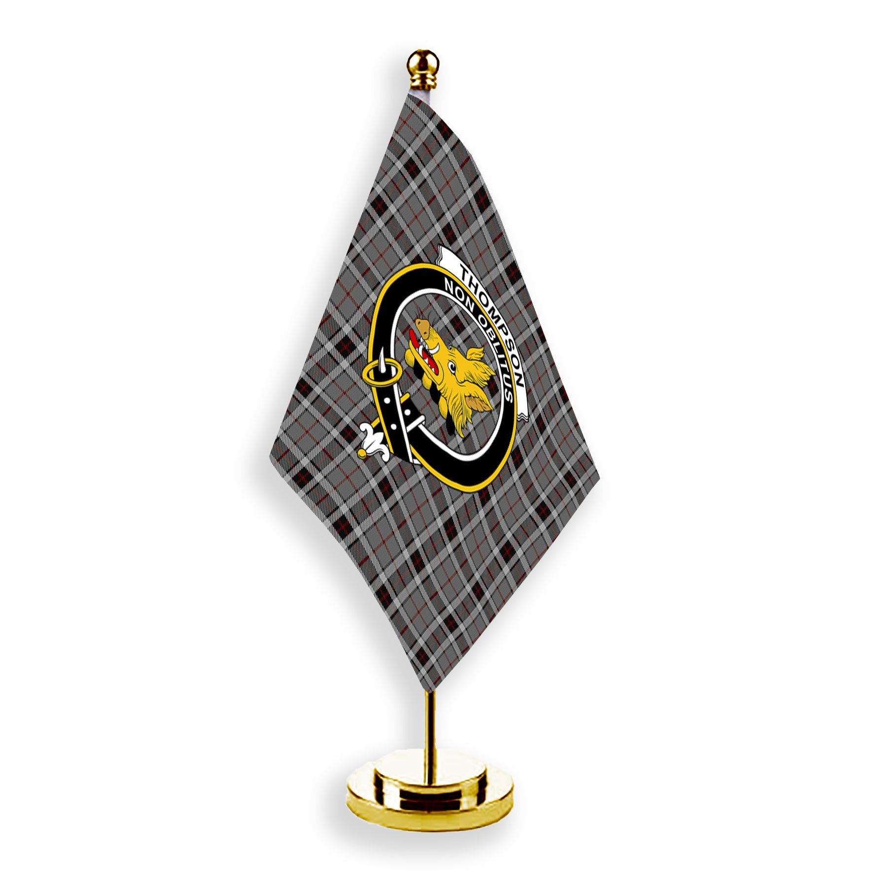 ScotsTee Shop Scottish Thompson Grey Dress Crest Tartan Desk Flag Plaid Table Flag