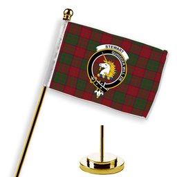 ScotsTee Shop Scottish Stewart of Appin Crest Tartan Desk Flag Plaid Table Flag