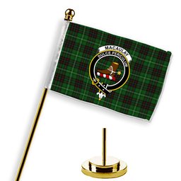 ScotsTee Shop Scottish MacAulay of Lewis Crest Tartan Desk Flag Plaid Table Flag