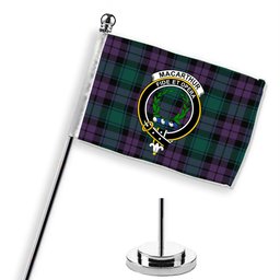 ScotsTee Shop Scottish MacArthur of Milton Modern Crest Tartan Desk Flag Plaid Table Flag