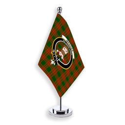 ScotsTee Shop Scottish Menzies Green Modern Crest Tartan Desk Flag Plaid Table Flag