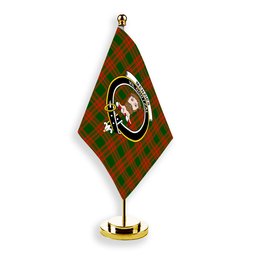 ScotsTee Shop Scottish Menzies Green Modern Crest Tartan Desk Flag Plaid Table Flag