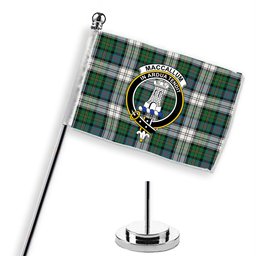ScotsTee Shop Scottish MacCallum Dress Ancient Crest Tartan Desk Flag Plaid Table Flag