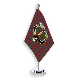 ScotsTee Shop Scottish McDonald of Glencoe Modern Crest Tartan Desk Flag Plaid Table Flag