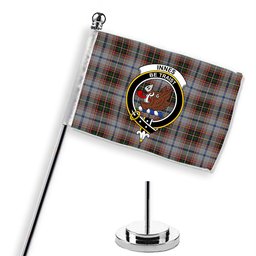ScotsTee Shop Scottish Innes Red Dress Dance Crest Tartan Desk Flag Plaid Table Flag