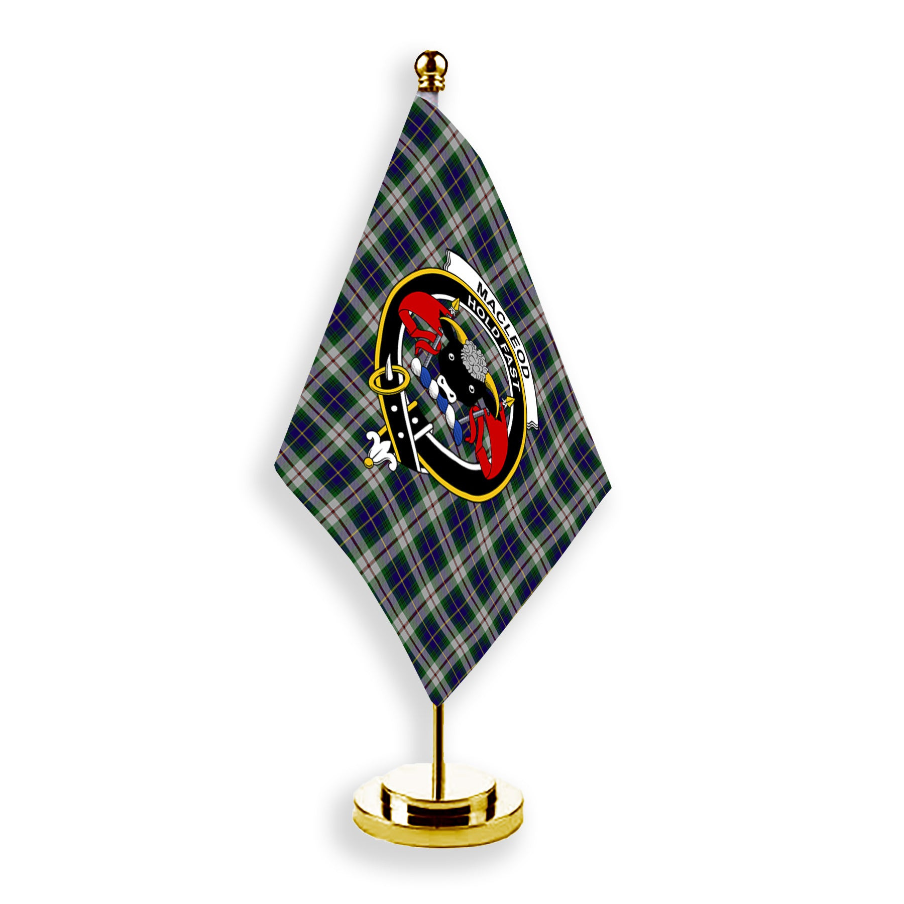 ScotsTee Shop Scottish MacLeod Of Californian Crest Tartan Desk Flag Plaid Table Flag