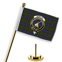 ScotsTee Shop Scottish McMillan Hunting Modern Crest Tartan Desk Flag Plaid Table Flag