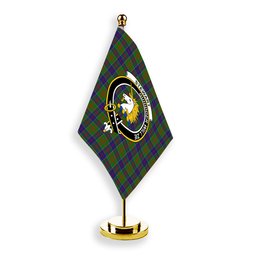 ScotsTee Shop Scottish Stewart of Appin Hunting Modern Crest Tartan Desk Flag Plaid Table Flag