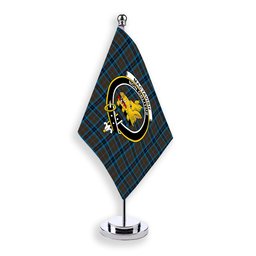 ScotsTee Shop Scottish MacTavish Hunting Modern Crest Tartan Desk Flag Plaid Table Flag