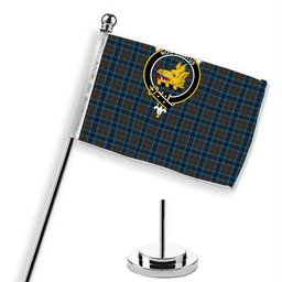 ScotsTee Shop Scottish MacTavish Hunting Modern Crest Tartan Desk Flag Plaid Table Flag