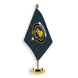 ScotsTee Shop Scottish MacTavish Hunting Modern Crest Tartan Desk Flag Plaid Table Flag