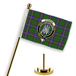 ScotsTee Shop Scottish Strange of Balkaskie SC Crest Tartan Desk Flag Plaid Table Flag