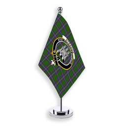 ScotsTee Shop Scottish Strange of Balkaskie SC Crest Tartan Desk Flag Plaid Table Flag