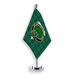 ScotsTee Shop Scottish Irvine of Bonshaw Crest Tartan Desk Flag Plaid Table Flag