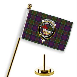 ScotsTee Shop Scottish MacDonald of Clanranald 2 Crest Tartan Desk Flag Plaid Table Flag