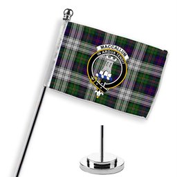 ScotsTee Shop Scottish MacCallum Dress - TD Crest Tartan Desk Flag Plaid Table Flag