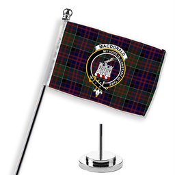 ScotsTee Shop Scottish MacDonald of Clan Ranald Crest Tartan Desk Flag Plaid Table Flag