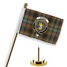 ScotsTee Shop Scottish Stewart Hunting Weathered Crest Tartan Desk Flag Plaid Table Flag