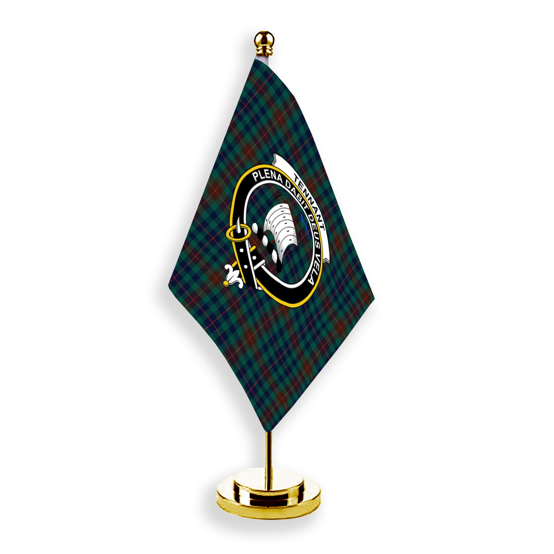 ScotsTee Shop Scottish Tennant Yules Modern Crest Tartan Desk Flag Plaid Table Flag